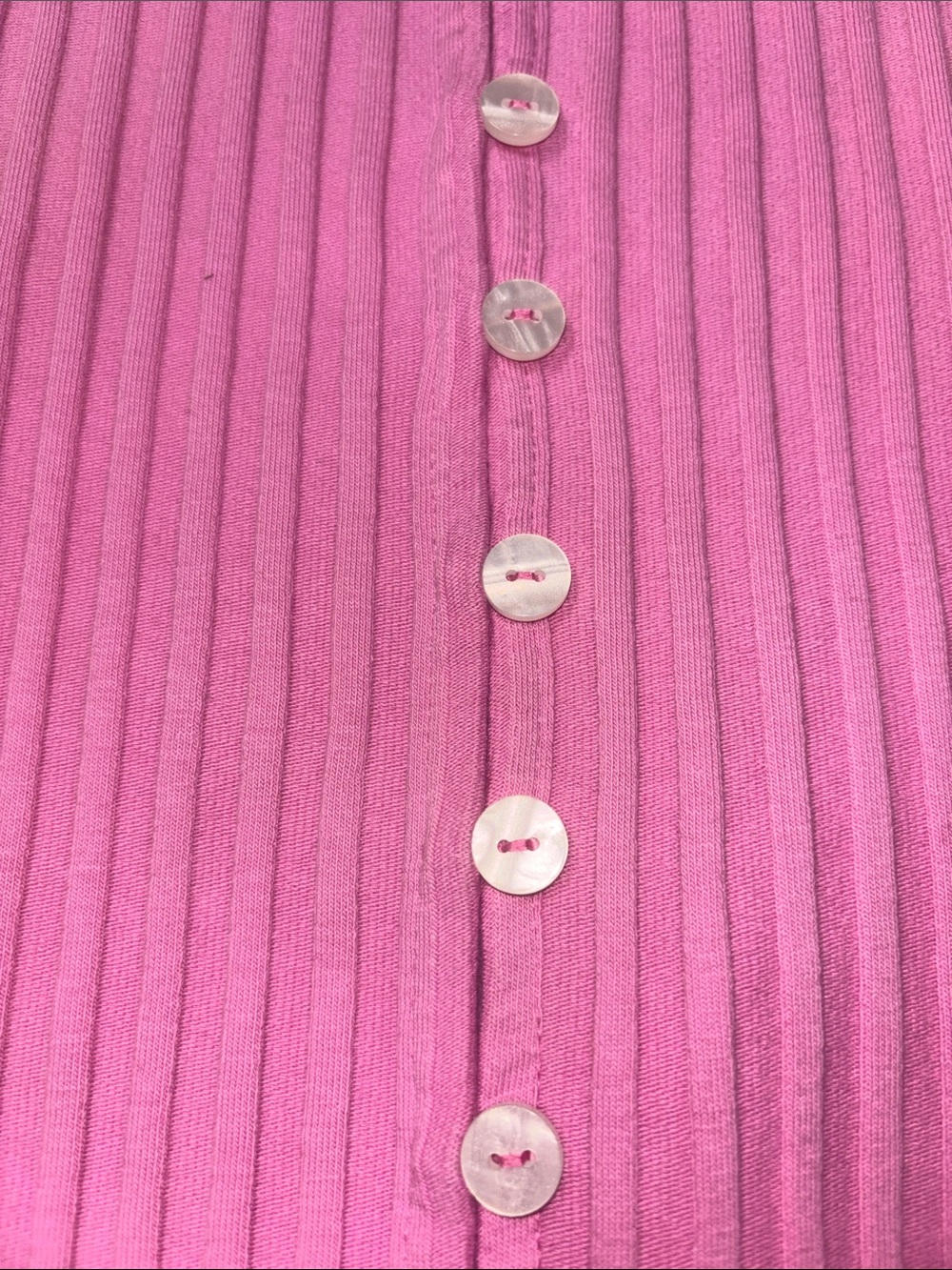 Free People Tilly Rib Button-Up Top Pink Size Large - Picture 3 of 6
